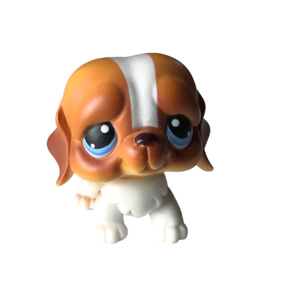 100% AUTHENTIC Littlest Pet Shop Brown St. Bernard #76 LPS Puppy Dog Blue Eyes